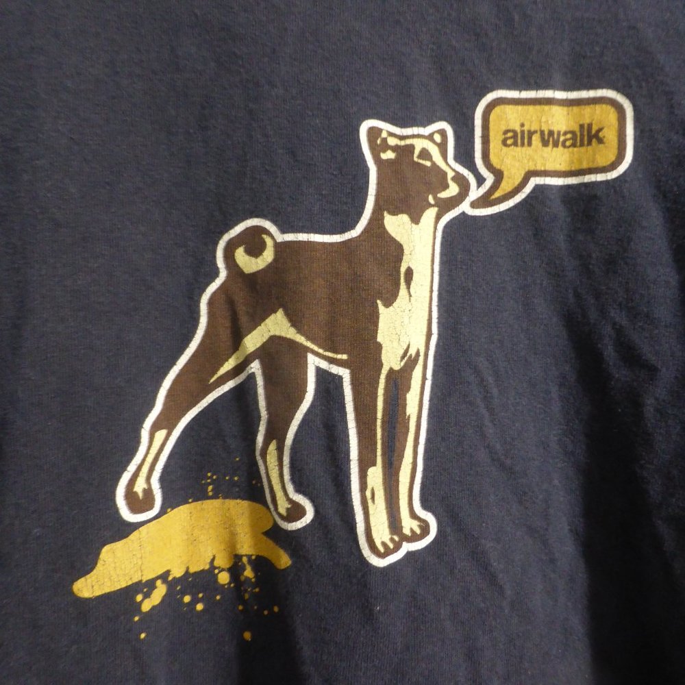 AIRWALK, short sleeve t-shirt, navy with design on front and print on back, EUC - Picture 3 of 11